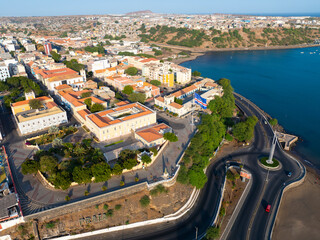 Aerial view of Plato in Praia  - Santiago - Capital of Cape Verde Islands - Cabo Verde