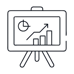 Icon of a chalkboard displaying growth charts and graphs  