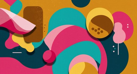 Naklejka premium Vibrant abstract shapes playfully interact in warm light. AI Generated