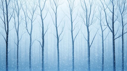 Fototapeta premium Peaceful Snowfall in a Quiet Forest with Snowflakes Gently Landing on Branches