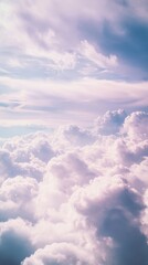 Fototapeta premium Vintage purple sky with clouds, textured, aerial view, dreamy, with pink and white tones, ethereal, phone wallpaper