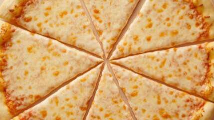 Delicious Pizza Being Sliced with Cheese Stretching Between Pieces in a Cinematic Top Down Shot