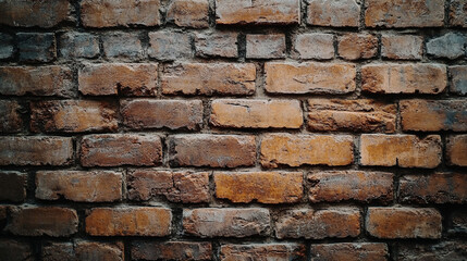 Fototapeta premium Close up of a brick wall with varying colors and textures creating a rustic and aged appearance