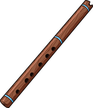 Traditionelle Quena aus Holz mit markanter Kerbe am Mundst&uuml;ck, ideal f&uuml;r Andenmusik, Kultur- und Instrumentenillustrationen.