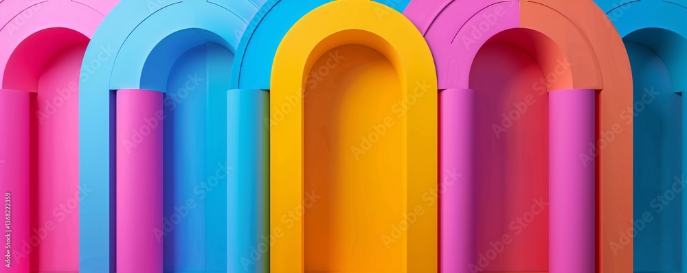 Poster Modern and minimalist background with vibrant colors and a central empty space