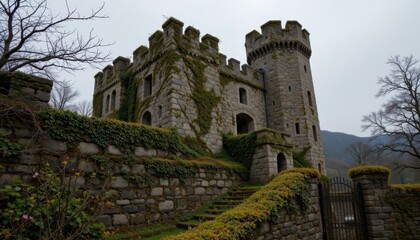 Vines and moss crept up the castle walls, giving it an ancient and mystical appearance.