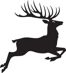 Deer silhouette vector illustration with antlers in a wildlife art style