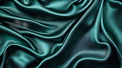 Obraz premium Gradient backgrounds velvet tone. A close-up view of luxurious, silky fabric with a rich teal color, showcasing elegant folds and a smooth texture.