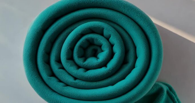 Turquoise blue fleeced corner.