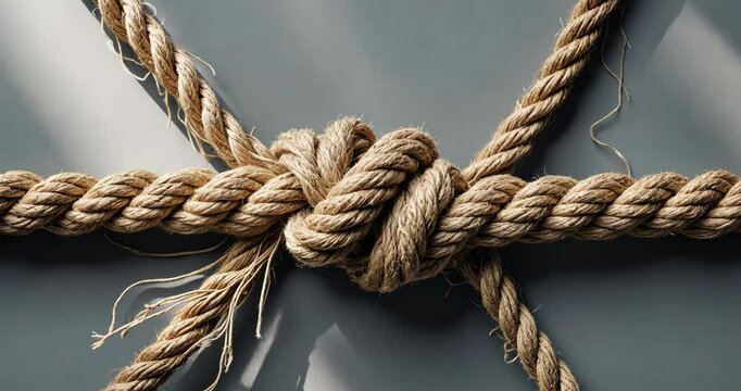Frayed rope on the verge of breaking, symbolizing stress, issues, fragility, or a precarious situation.