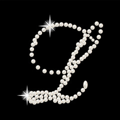 Capital Letters of English alphabet romantic with pearls
