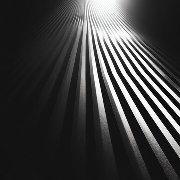 Black and White Abstract of Parallel Lines Converging with Shining Light - Modern and Minimalist Visual
