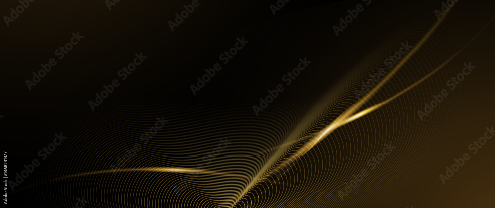 Poster vector abstract light gold effect, flow line, motion pattern and golden gradient color for luxury wa