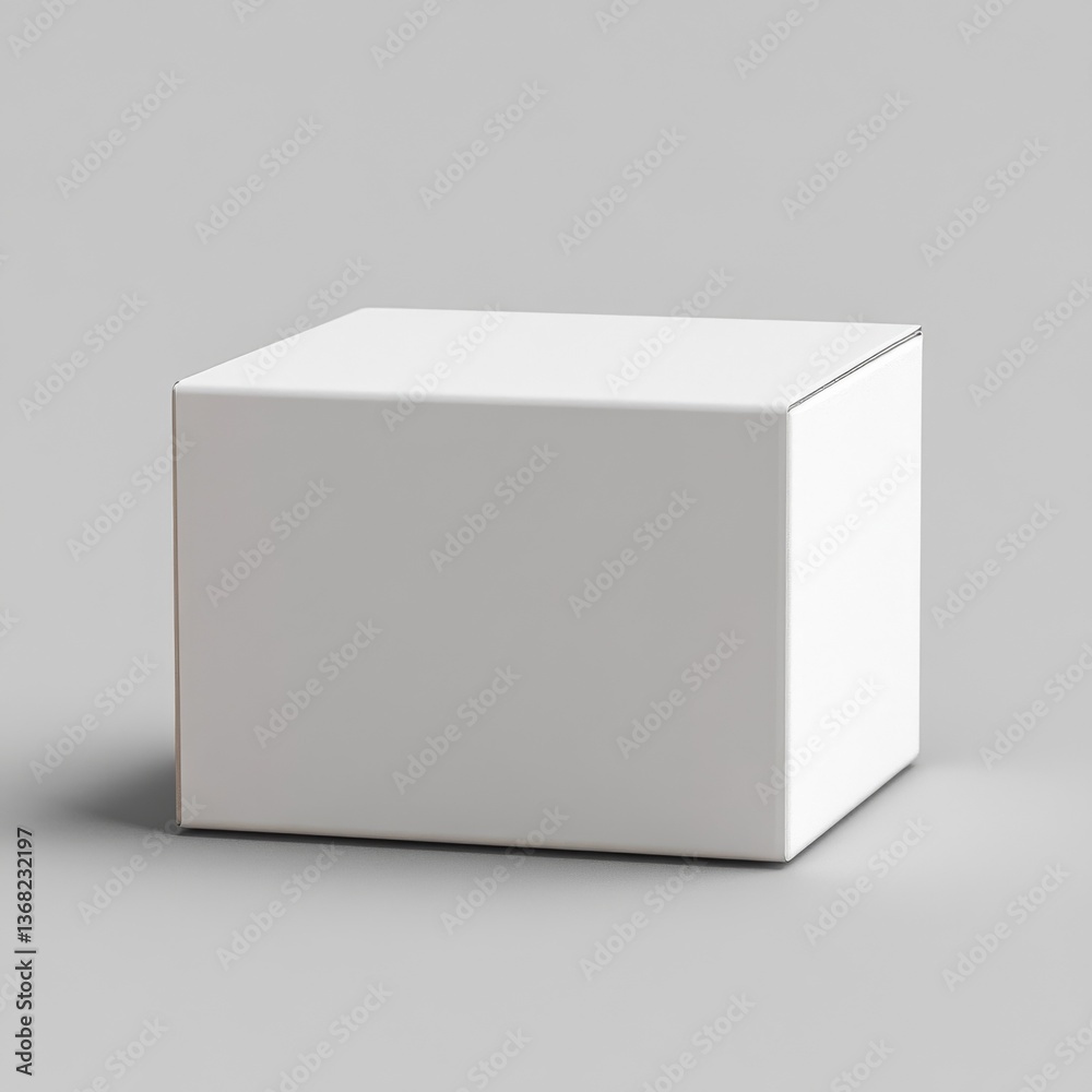 Poster Minimalist White Cube: A Clean, Simple Box on a Neutral Gray Background for Product Mockups and Packaging Design.