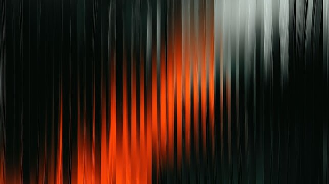 Dark mode wallpaper with gradient orange and black color transitions, grainy texture featuring vertical lines on dark grey background. Symmetrical pattern with noise effects and blurred grain filter, 
