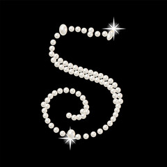 Capital Letters of English alphabet romantic with pearls