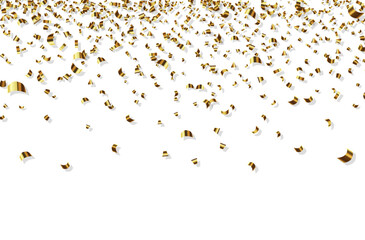 PNG confetti isolated gold touch falling into party scene, abstract anniversary background with birthday bright carnival setting to celebrate celebration and christmas time using colourful decor decor