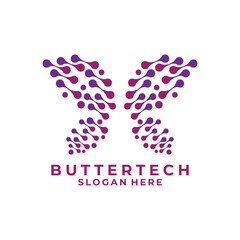 Abstract Butterfly Digital Tech logo design vector. Butterfly logo design icon