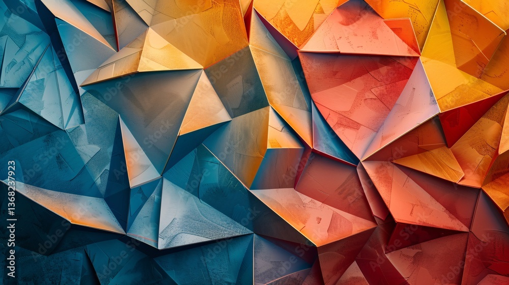 Aufkleber Modern and futuristic design: geometric pattern of colorful triangles in abstract background