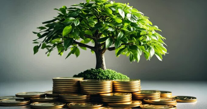 Concept of carbon credit for lowering carbon emissions goals for investment in sustainable businesses.