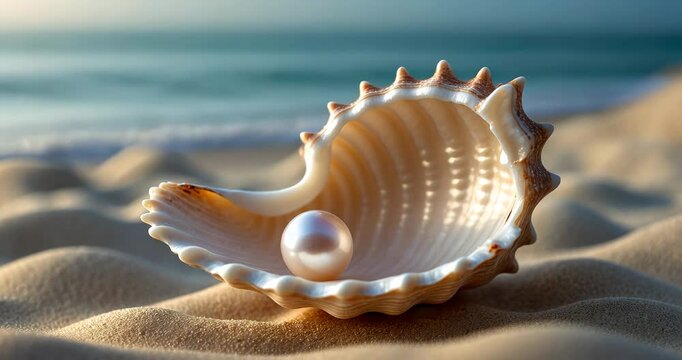 An open shell containing a pearl.