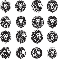 lion head vector logo icon illustration silhouette