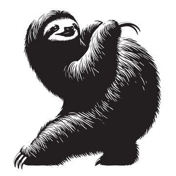 Black Color Giant Ground Sloth Silhouette Vector Illustration, Solid White Background