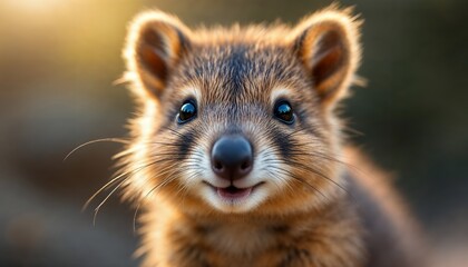 Fototapeta premium Smiling Small Mammal Face Closeup Looking at Camera Friendly Expression