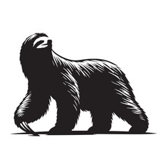 Black Color Giant Ground Sloth Silhouette Vector Illustration, Solid White Background