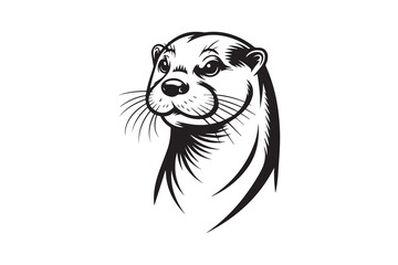 otter Black and White Vector