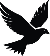 Obraz premium Soaring Dove: A stark silhouette of a dove in full flight, symbolizing freedom and peace. Capturing the grace and serenity of the bird against the backdrop.