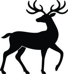 Majestic Silhouette: A regal deer silhouette, elegantly showcasing its impressive antlers against a clean backdrop, representing nature's grace.