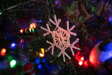 Snowflake on Christmas tree;  Lincoln, Nebraska