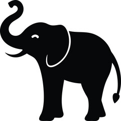 Elephant Silhouette: A stylized, minimalist illustration of a majestic elephant rendered in a bold, clean silhouette.
