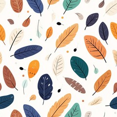 Seamless pattern of feathers nature graphic design soft textures earthy tones