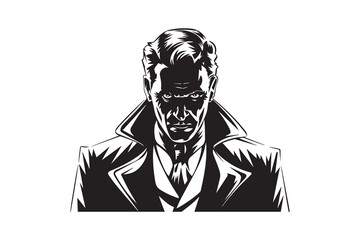 vintage man Black and White Vector