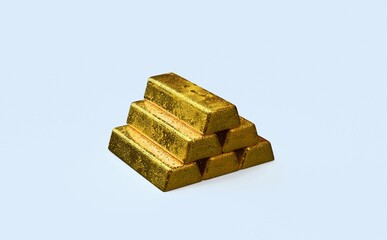 3d render gold bars from mines