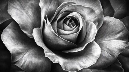 Elegant Rose Flower in Monochrome Detailed Drawing Style Image