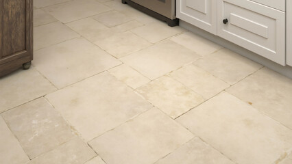 Warm Sandstone Tile Kitchen Flooring