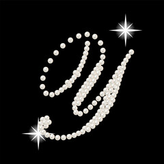 Capital Letters of English alphabet romantic with pearls