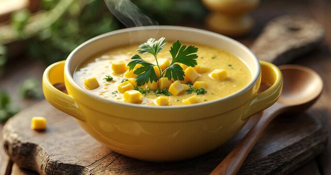 Bowl of corn soup