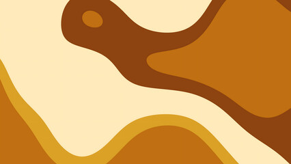 Retro Brown Abstract Wavy Pattern with Organic Geometric Shapes Design
