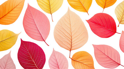 Obraz premium Autumn leaves with various colors and shapes, cut out transparent