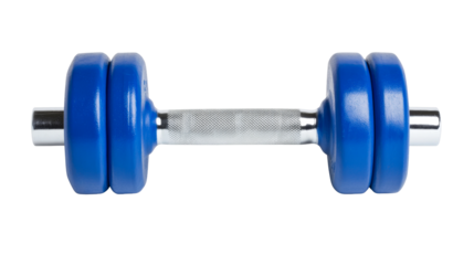 Blue dumbbell for fitness sport training, cut out transparent