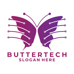 Butterfly Tech logo design vector template. Butterfly network logo design icon