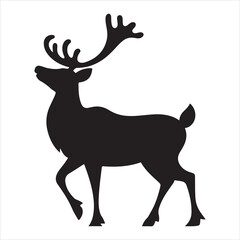 Fototapeta premium Reindeer black silhouette 