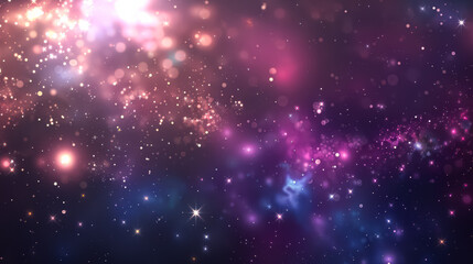 Obraz premium Colorful galaxy with many stars and a purple background. The stars are scattered throughout the galaxy, with some closer together and others further apart. Scene is one of wonder and awe