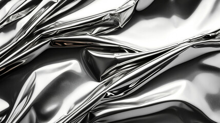 A reflective silver leaf with a metallic sheen symbolizes modernity and transformation A tinfoil texture evokes adaptability creativity and industrial elegance An abstract monochrome background adds d