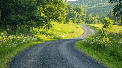 Fototapeta premium A mix of wildflowers growing freely along a country road