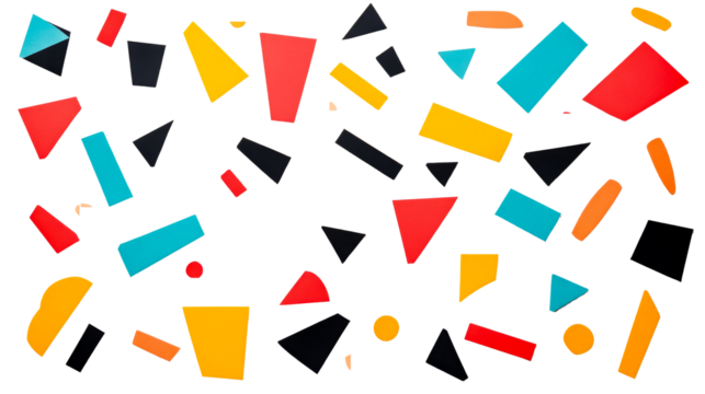 Geometric Paper Shapes on Black, cut out transparent